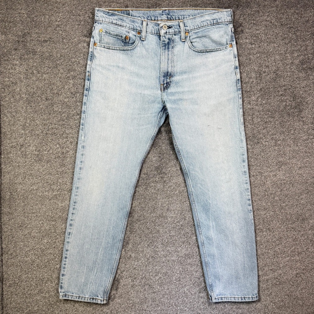 Levi's 502 Jeans Mens 34x30 Regular Taper Fit Light Wash Blue Denim